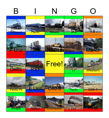 Railroads that I would like to a photograph with PWP during the summer someday Bingo Card