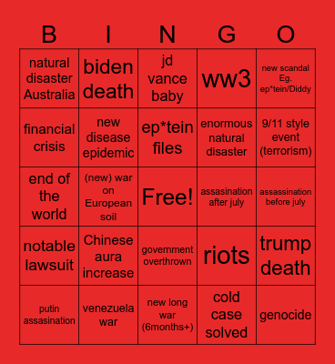 2026 bingo Card