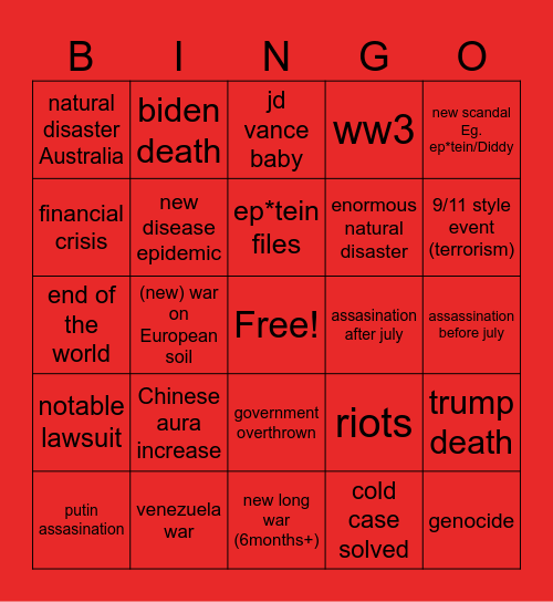 2026 bingo Card