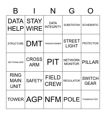 NETWORK DATA Bingo Card