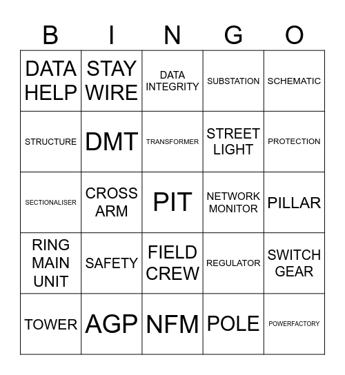 NETWORK DATA Bingo Card