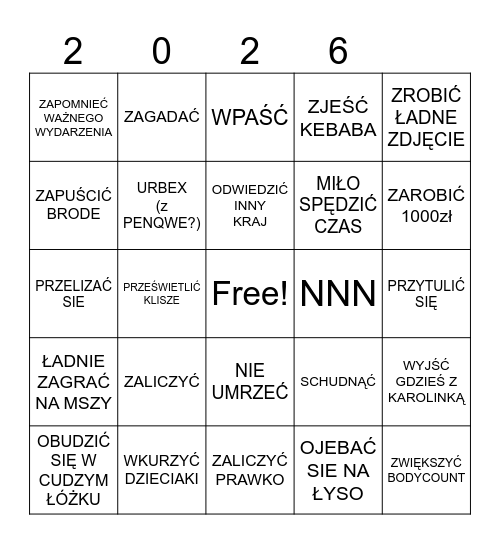 2026 Bingo Card