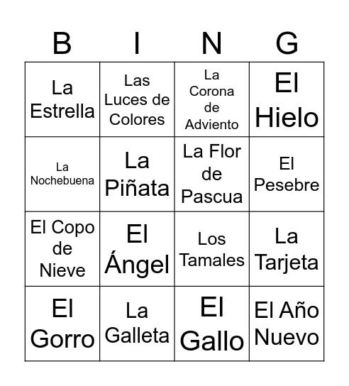 Lotería Navideña Bingo Card