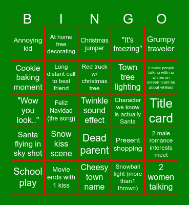 Hallmark Christmas Bingo Card