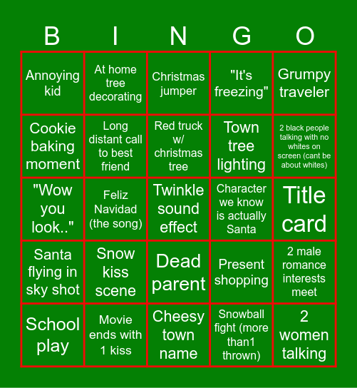 Hallmark Christmas Bingo Card