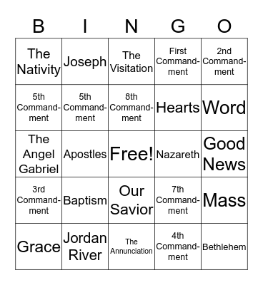 BIBLE BINGO Card