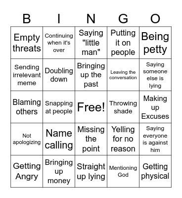 Bryan response Bingo Card
