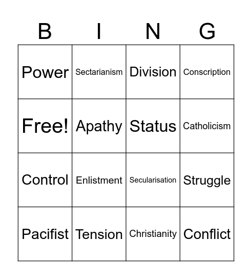 Nine Days Bingo Card