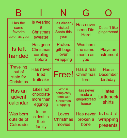 Christmas - Find Someone Who..... Bingo Card