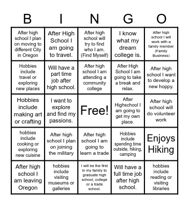 Senior Bingo Card