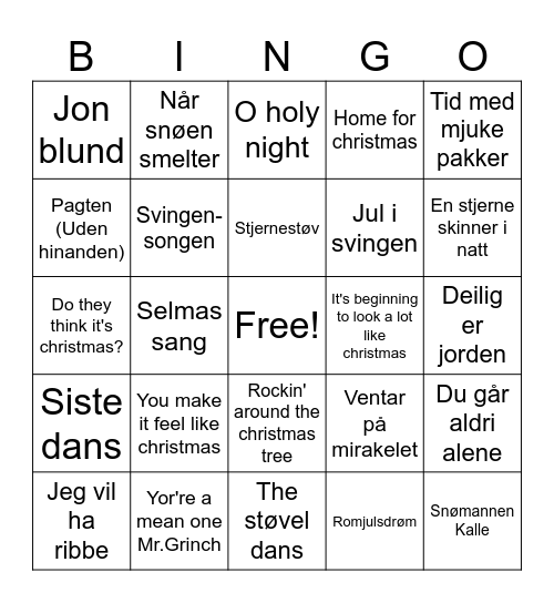 Julebingo Card