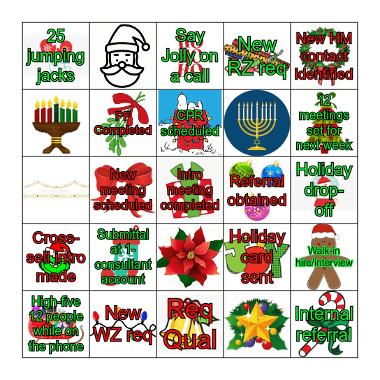 Holiday Bingo - Sales Bingo Card