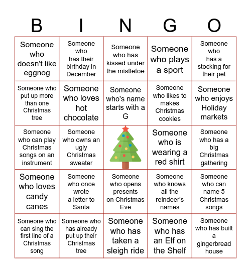 Christmas Bingo Challenge! Bingo Card
