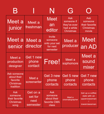 Christmas Mixer Bingo Card