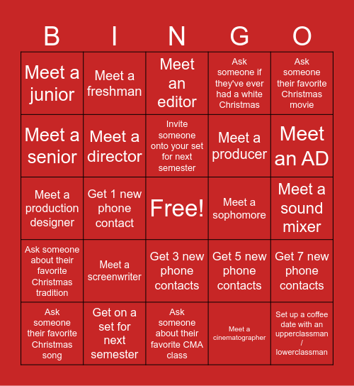 Christmas Mixer Bingo Card