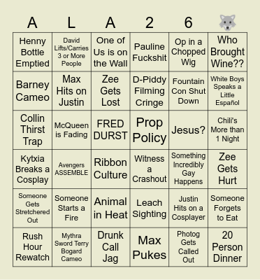 Anime Los Angeles 2K26 Bingo Card