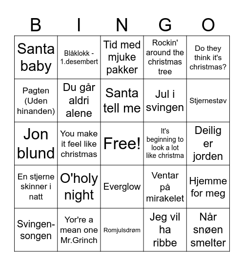 Julebingo Card