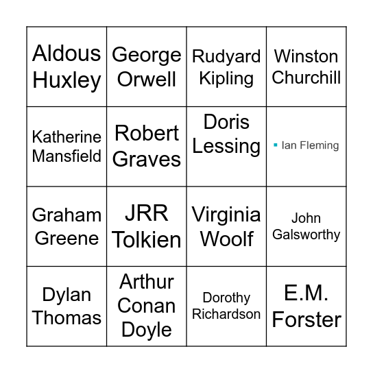 British Modernist Authors Bingo Card