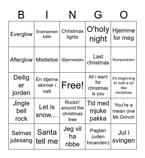 Julebingo Card
