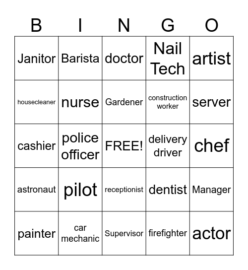 JOBS Bingo Card