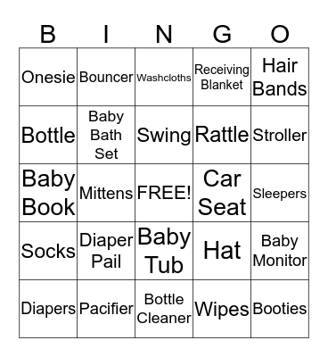 Tori's Baby Shower Bingo Card
