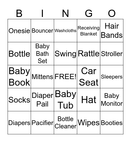 Tori's Baby Shower Bingo Card