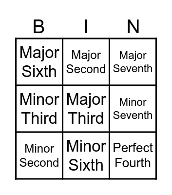 EAR TRAINING BINGO Card