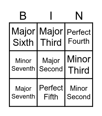 EAR TRAINING BINGO Card