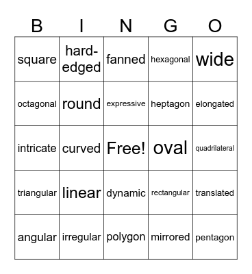 Art Vocabulary Bingo: Shape Bingo Card