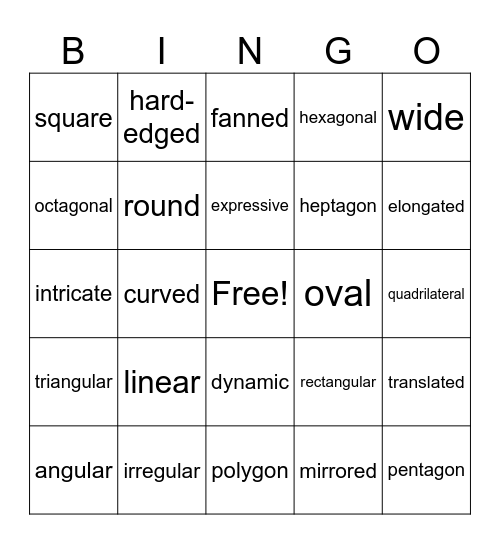 Art Vocabulary Bingo: Shape Bingo Card