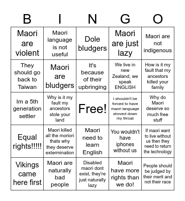 Bigot bingo nz addition Bingo Card