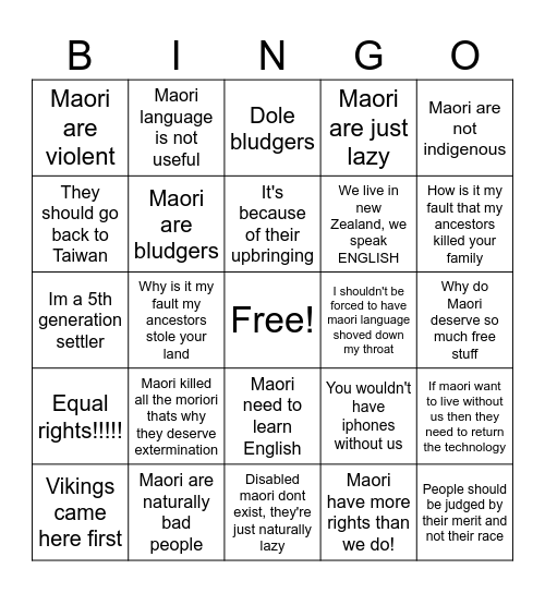 Bigot bingo nz addition Bingo Card