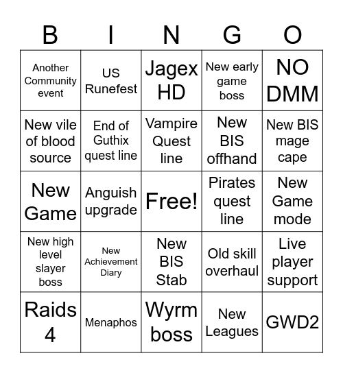 OSRS Roadmap Bingo and 2026 Bingo Card