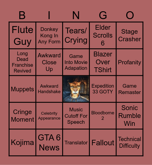 The Game Awards 2025 Bingo Card