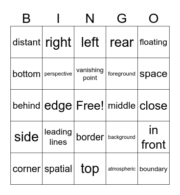 Art Vocabulary Bingo: Space Bingo Card
