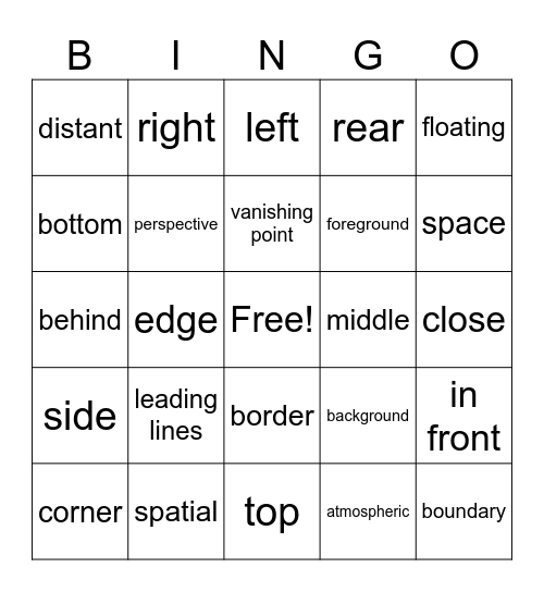 Art Vocabulary Bingo: Space Bingo Card