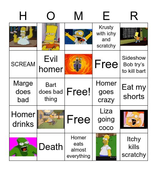 The simpsons Bingo Card