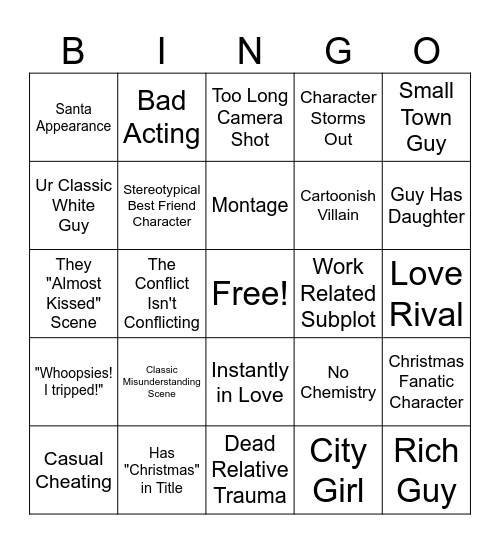Hallmark Movie BINGO Card