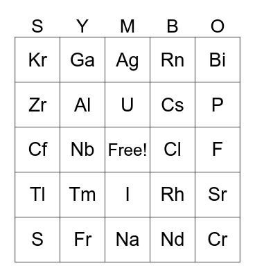 Symbo Card Bingo Card