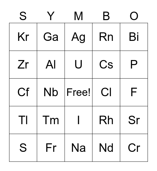 Symbo Card Bingo Card