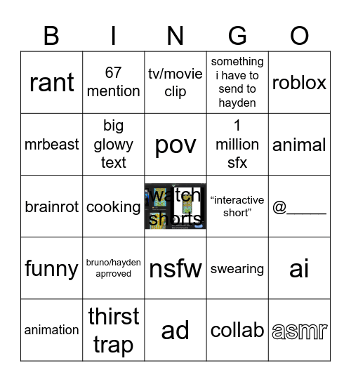 KILL ME Bingo Card