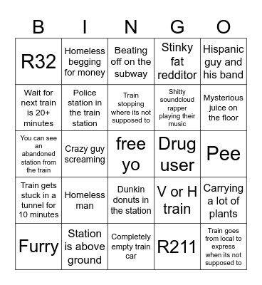 subway bingo Card