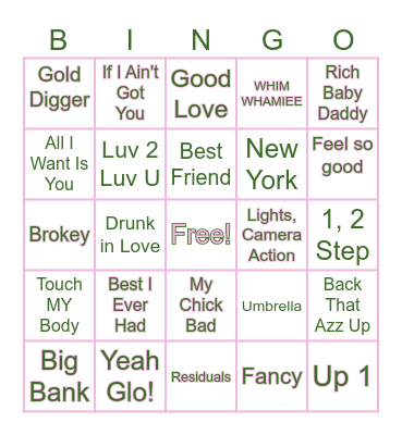 PJs & Pour Decisions Bingo Card