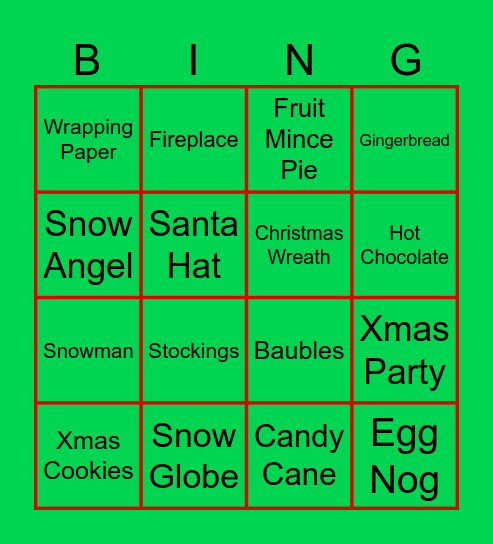 Christmas Bingo Card