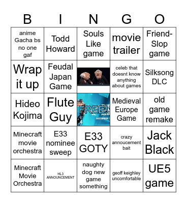 The Game Awards 2025 Bingo Card