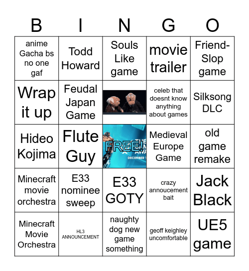 The Game Awards 2025 Bingo Card
