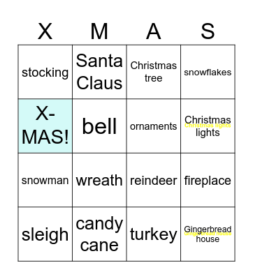 Merry Christmas Bingo Card