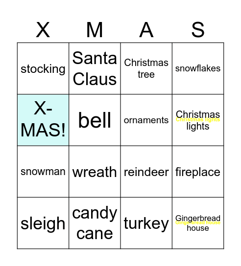 Merry Christmas Bingo Card