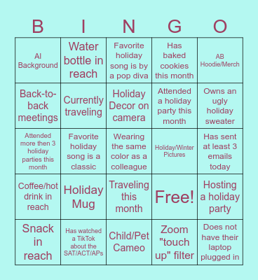 AB Holiday Bingo Card
