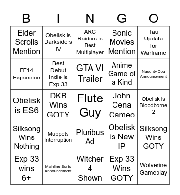 Game Ward 25 Bingo Card